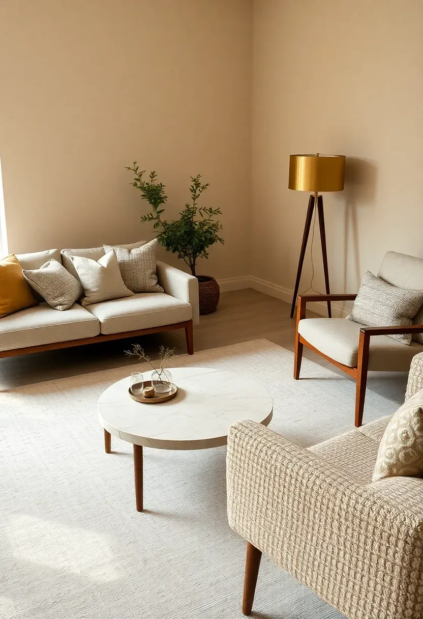 Travertine tray styling for a calm, low table