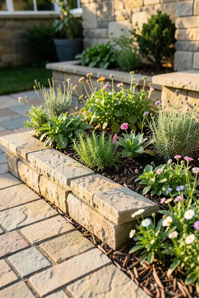 Paver Patio with Built-In Planters