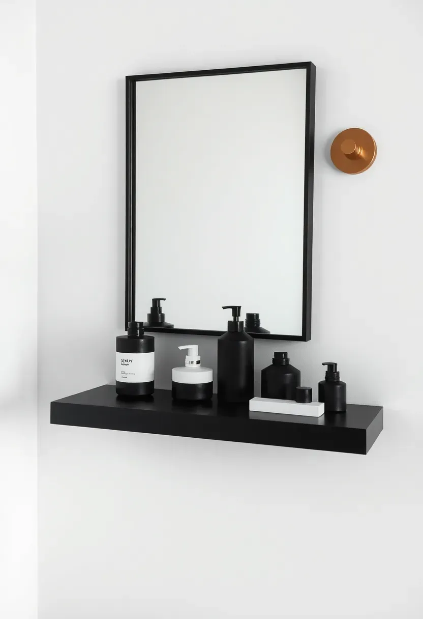 sleek wall-mounted shelf vanity with minimal footprint — small space makeup vanity idea for renters