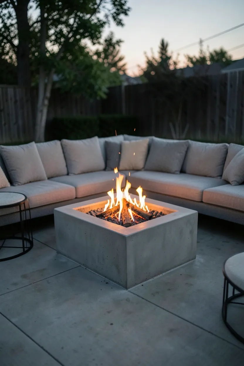 Concrete Patio with Integrated Fire Pit