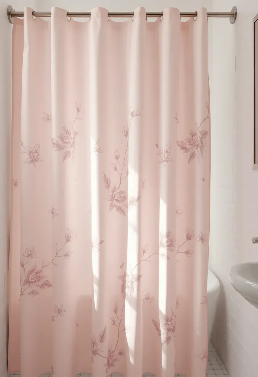 Mauve Shower Curtain with Neutral Base