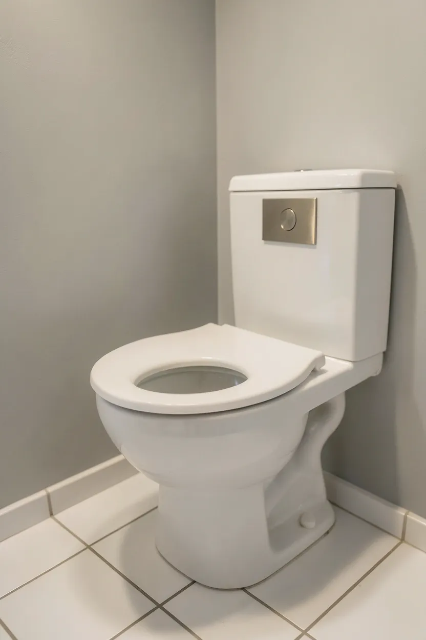 Wall-hung toilet with concealed tank creating open floor space in a modern small bathroom