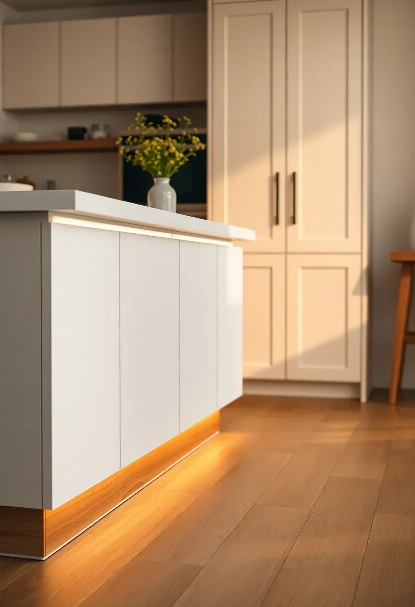 Night-path toe-kick lighting at the island