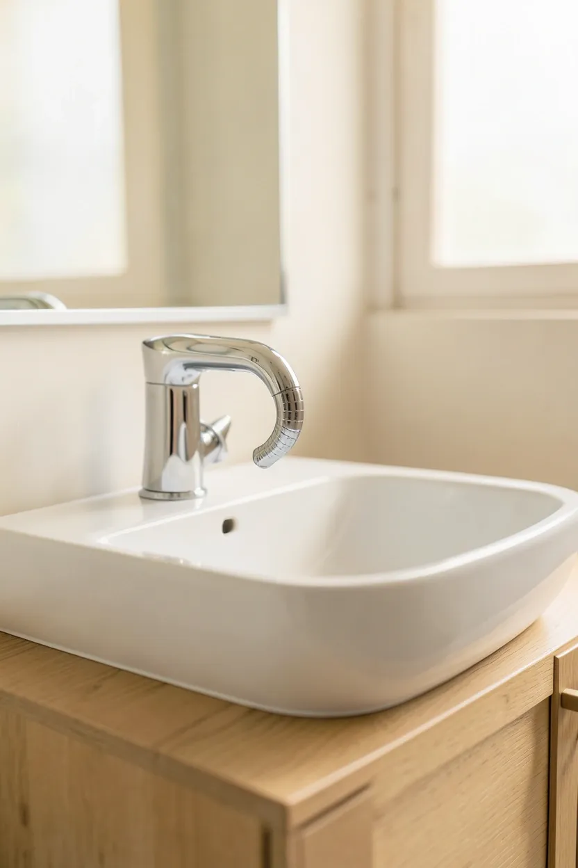 Animal-themed bathroom sink with elephant trunk faucet and colorful paw print drawer pulls in a playful kids bathroom