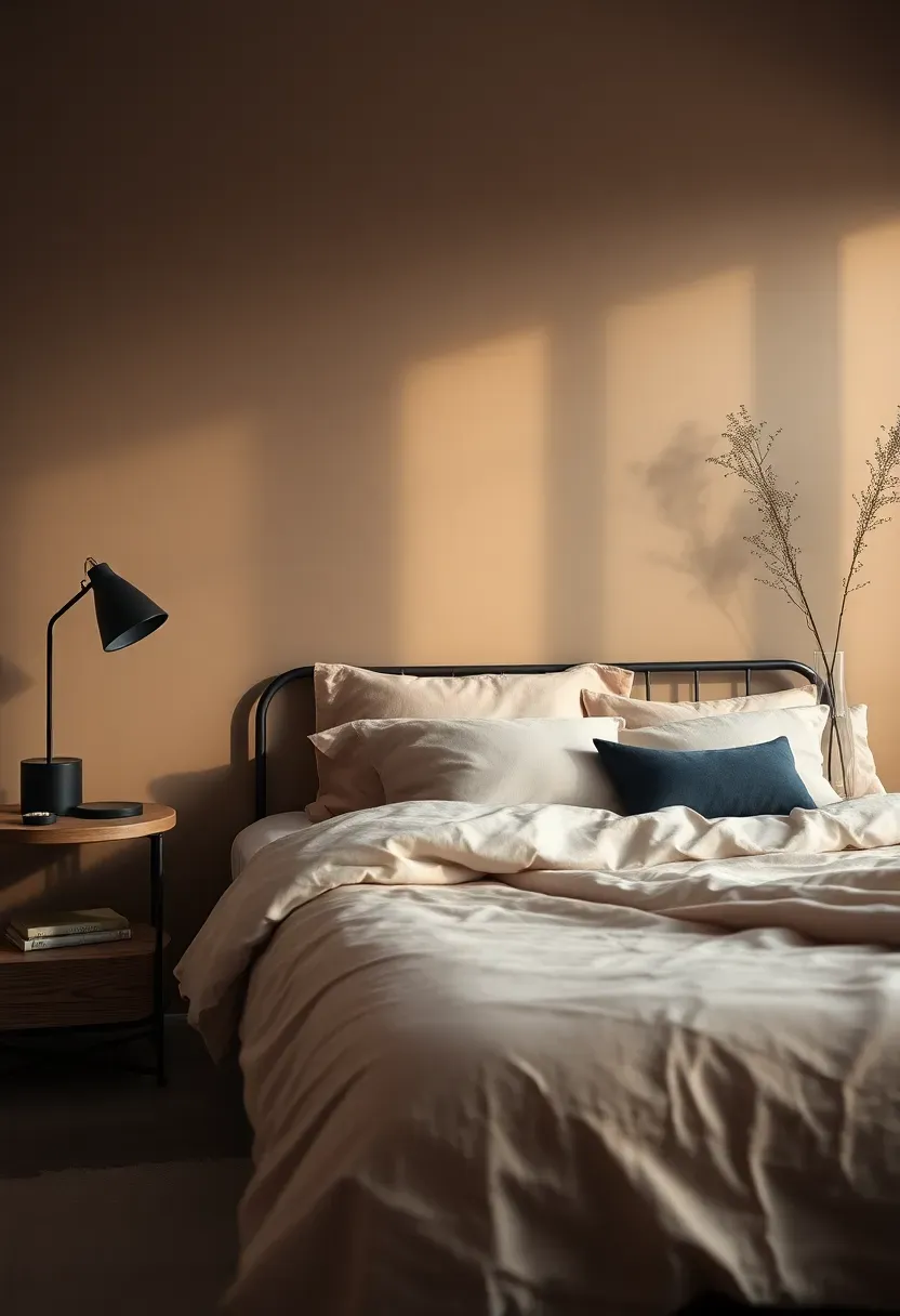 Espresso backdrop with blush linen balance