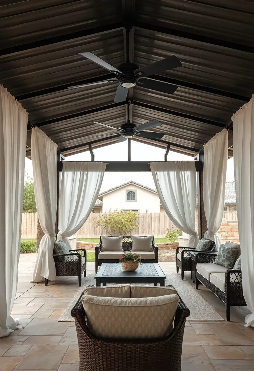 Paved patio perimeter with green lawn center