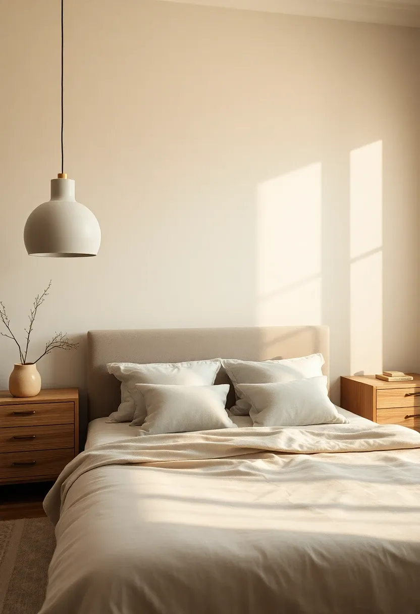 Sculptural pendant pair instead of table lamps