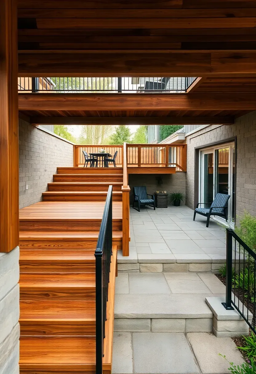Multi-level deck and stone patio combination