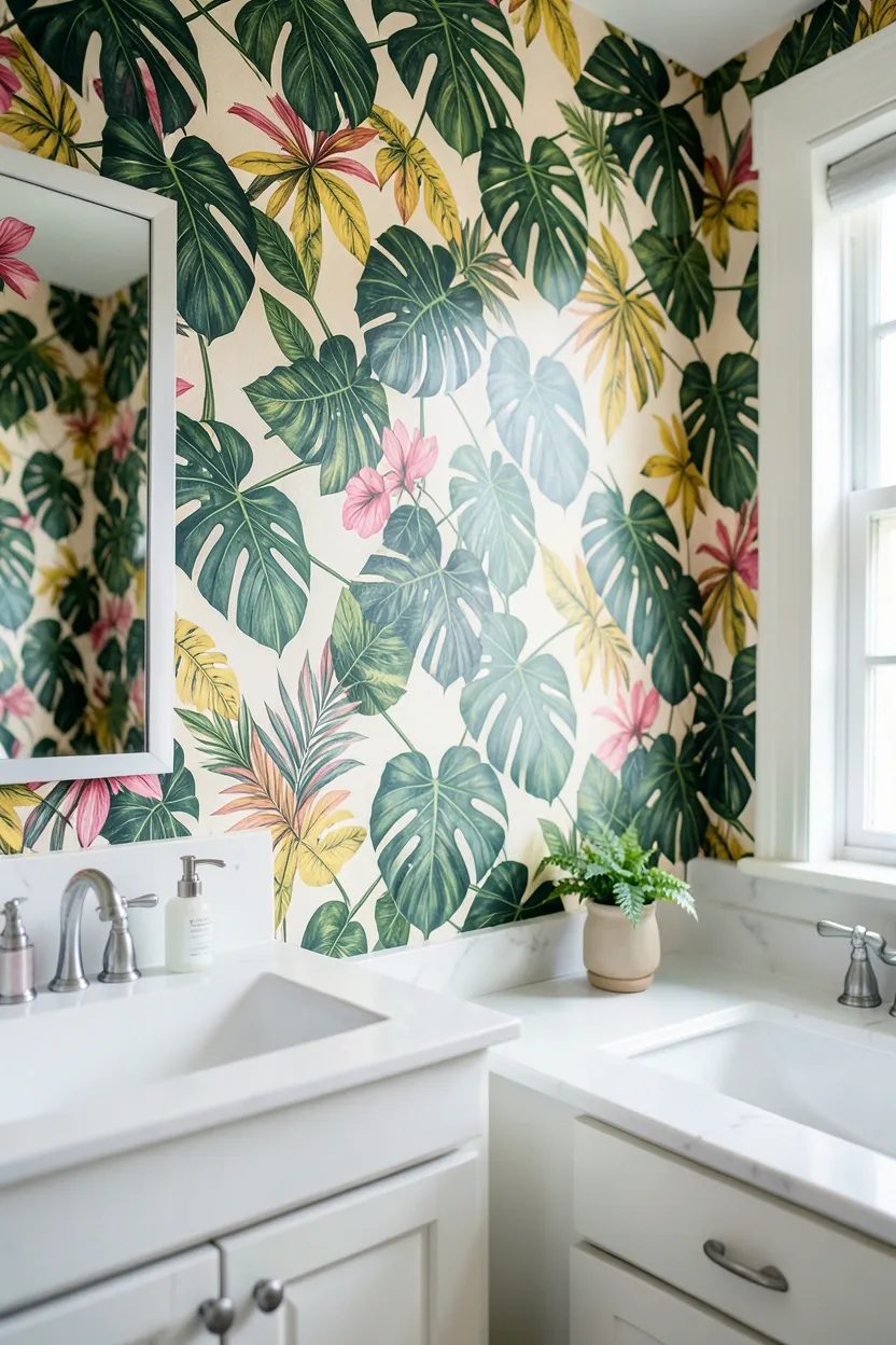 Bold Wallpaper with Tropical Motifs