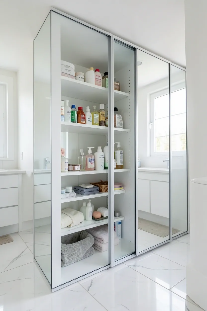 Hidden Storage Behind Mirror