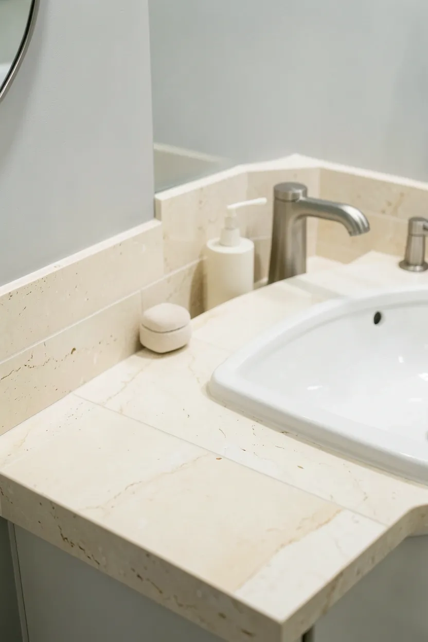 Deep navy blue shower wall panels in a modern apartment bathroom with chrome fixtures and white trim