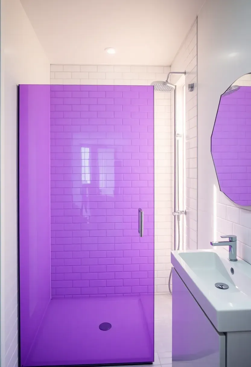 Purple Glass Shower Door