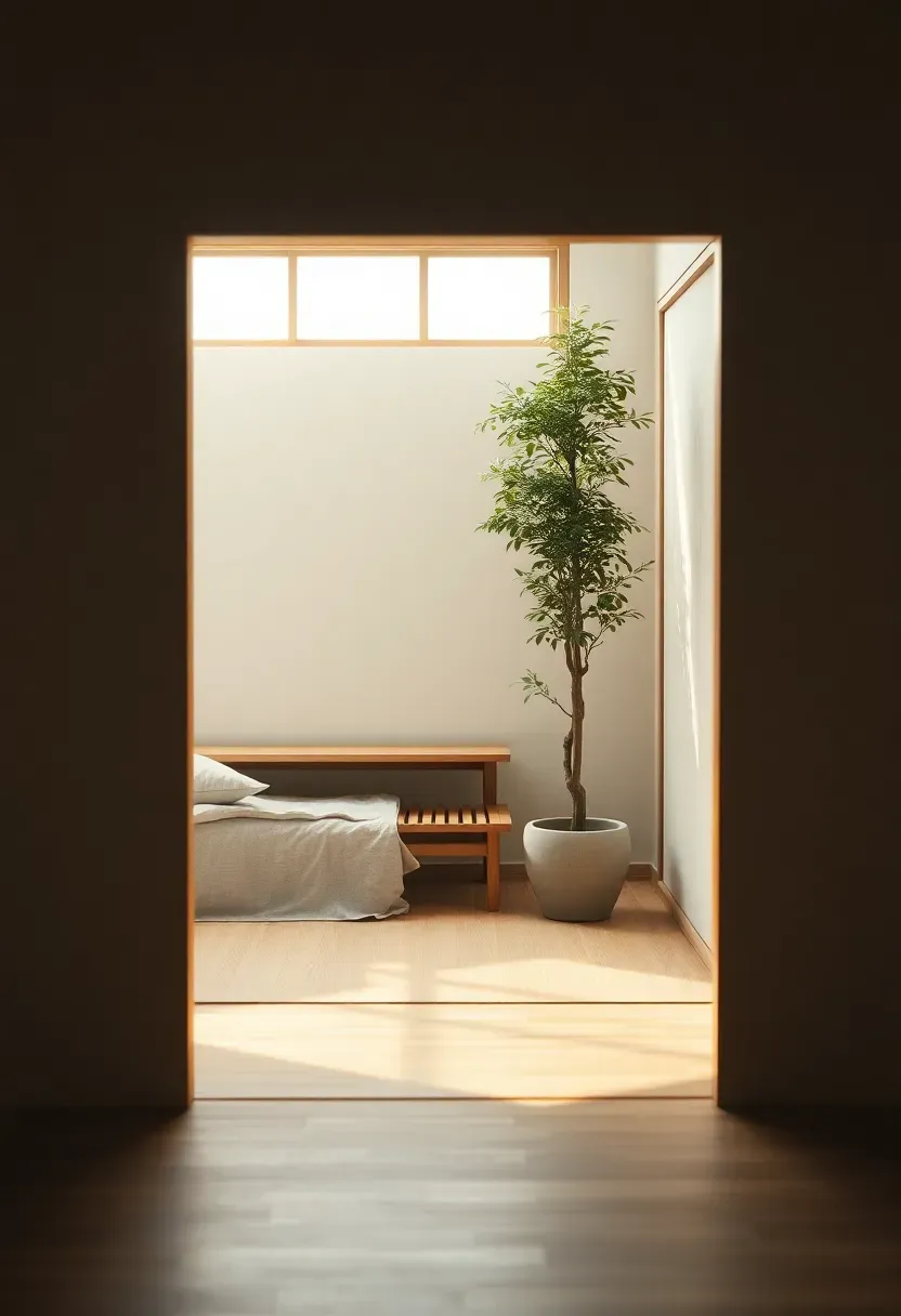 Entry-view focal tree to set the retreat mood