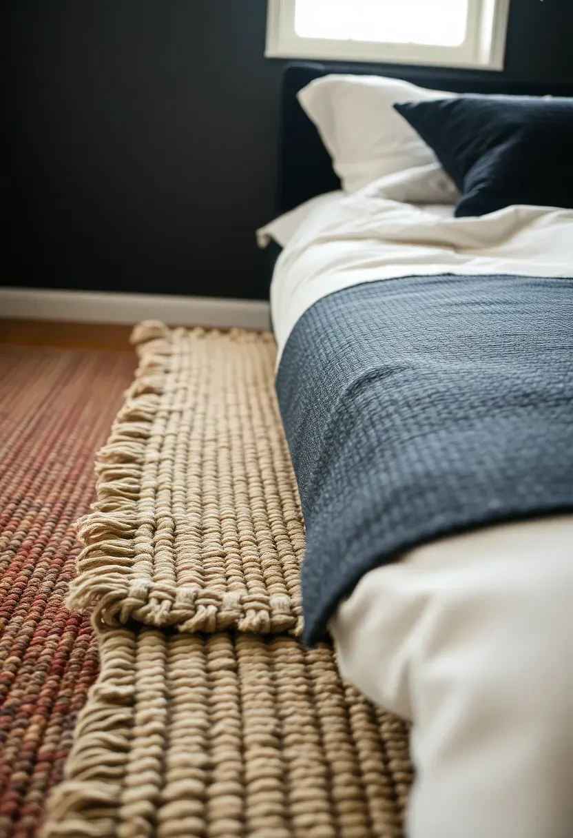 Layered rugs with a dark runner