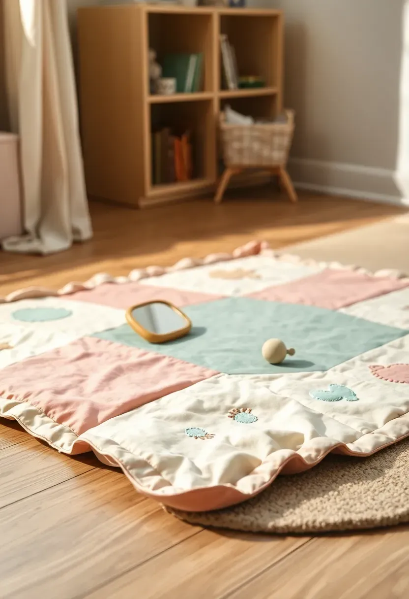 colourful sensory play mat with textures and activity elements for baby girl