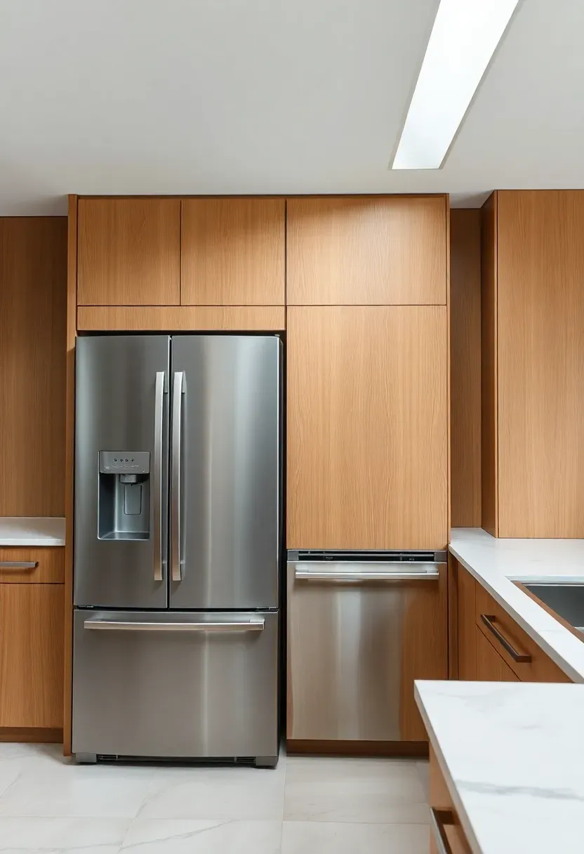 Sleek kitchen with panel-ready integrated refrigerator and dishwasher matching cabinetry