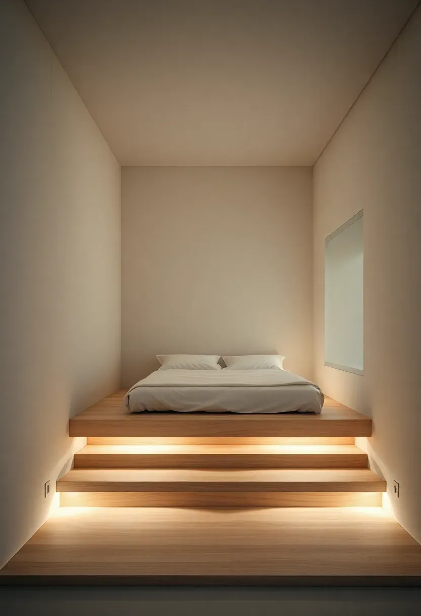 Elevated Sleeping Platform with LED Step Lighting