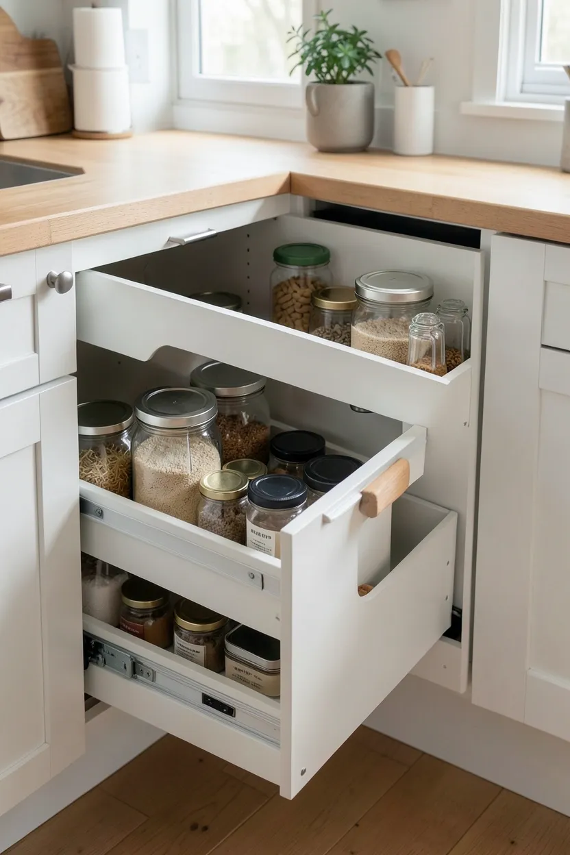 Roll-Out Pantry Drawers in Scandinavian Kitchen