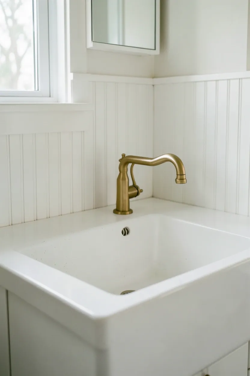 Farmhouse Sink with Beaded Board Paneling