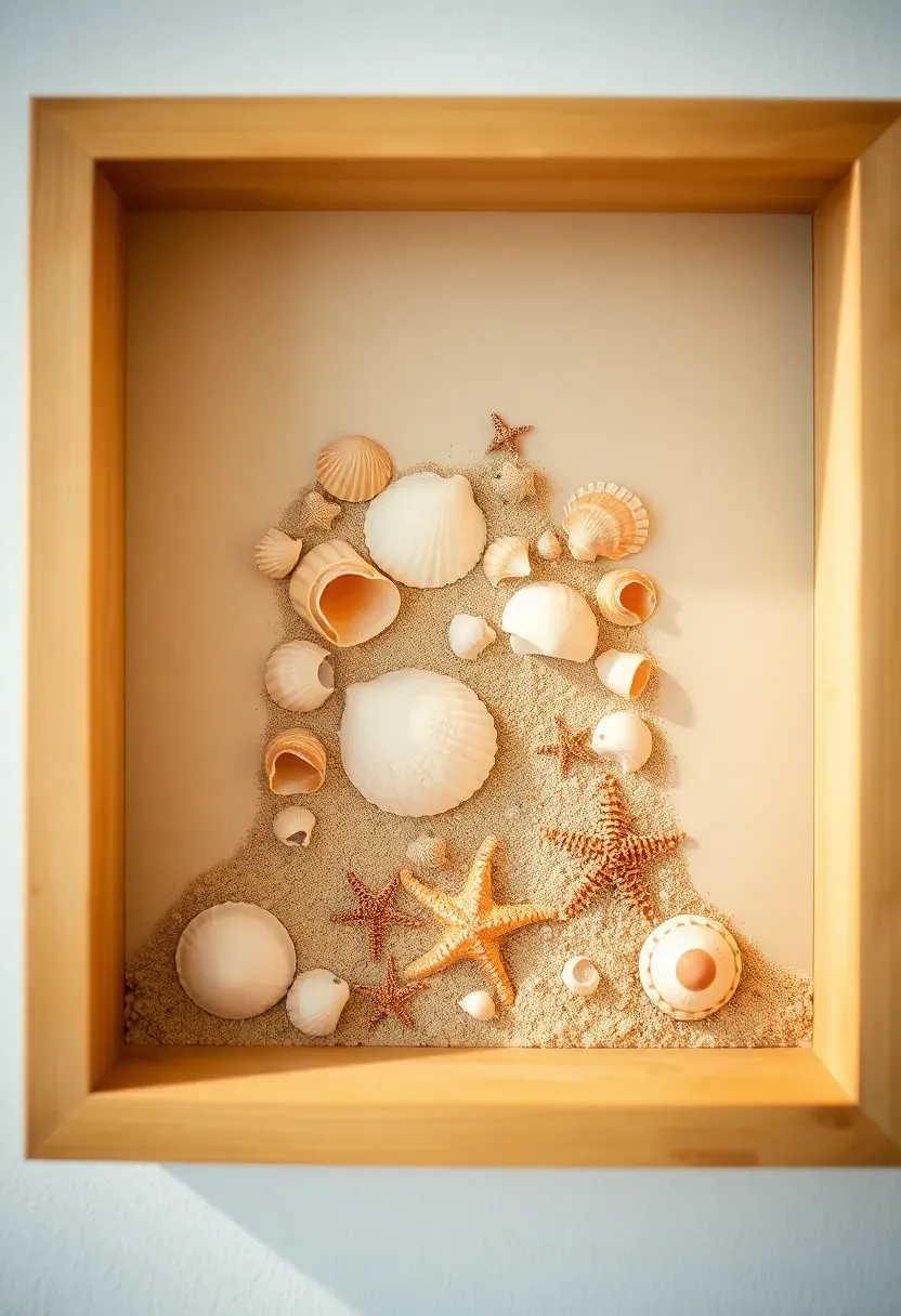 Three shadow box displays on a teen bedroom wall grouping seashells, pressed flowers, and travel souvenirs in themed gallery arrangements