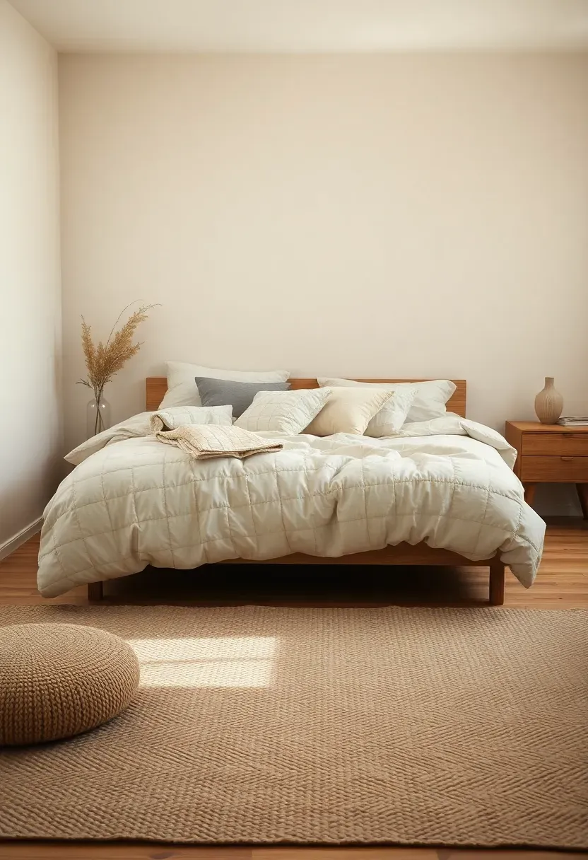 Slub cotton bedding with tonal quilted spread