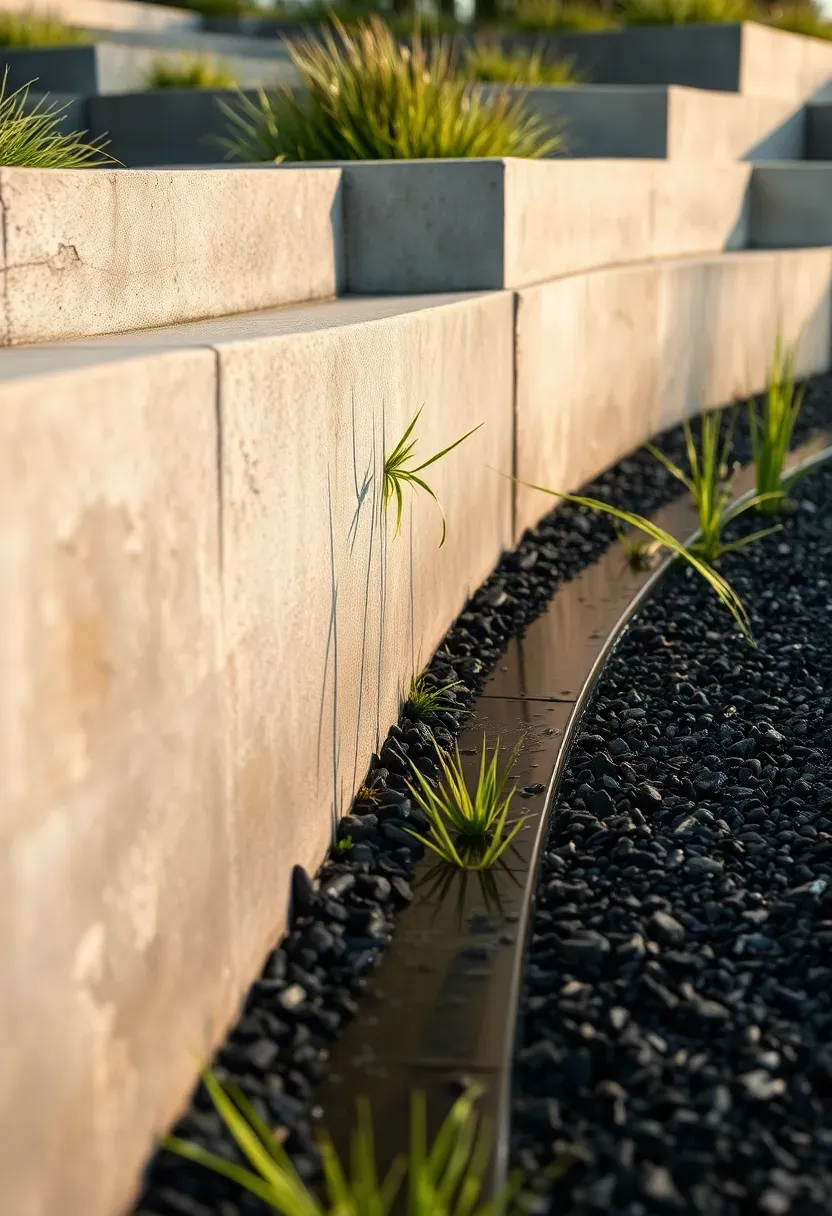 Terraced park retaining walls