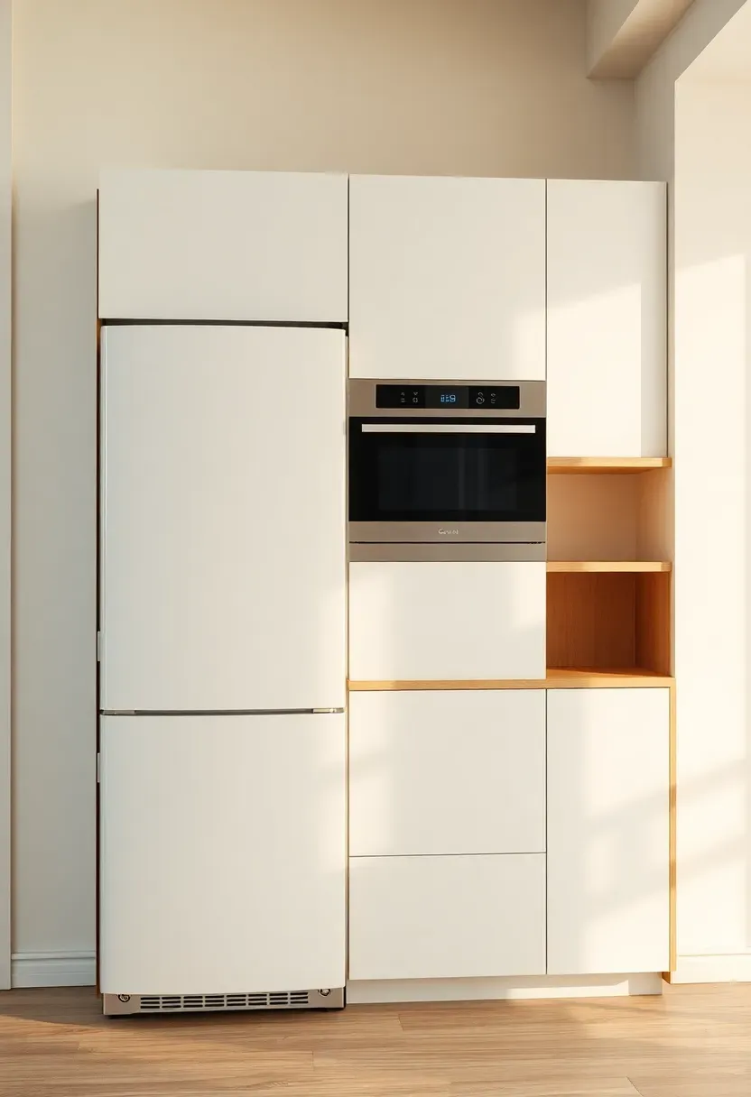 Hidden appliances in a tall white wall