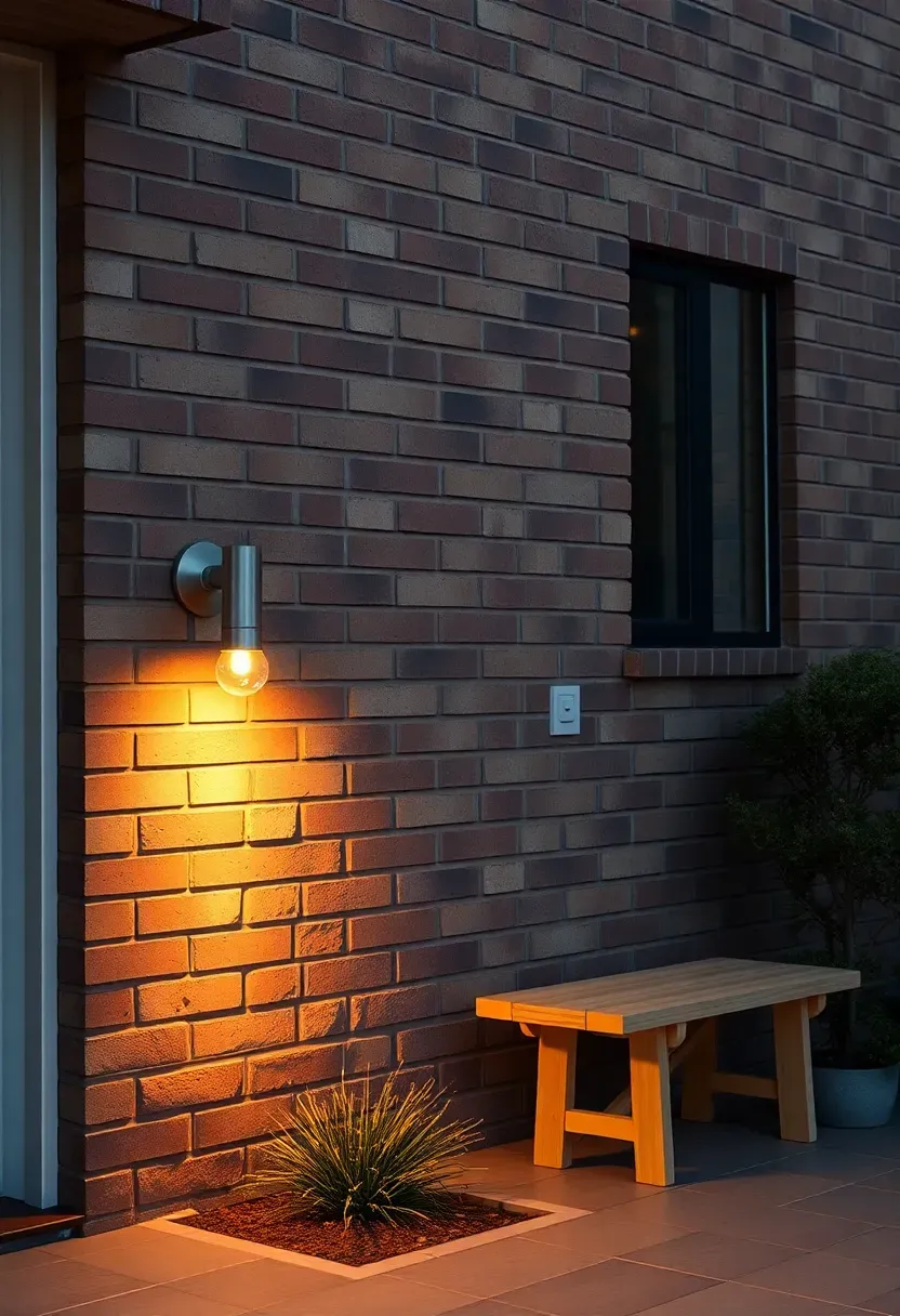 Ground uplights washing the facade