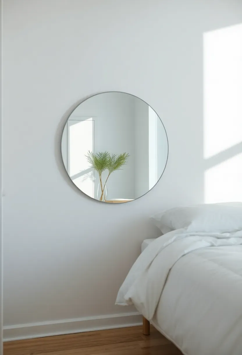 Large Round Mirror Creating Visual Depth