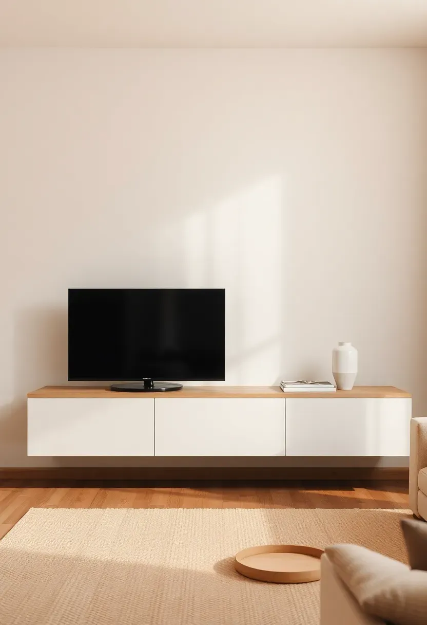 Floating media ledge with concealed storage