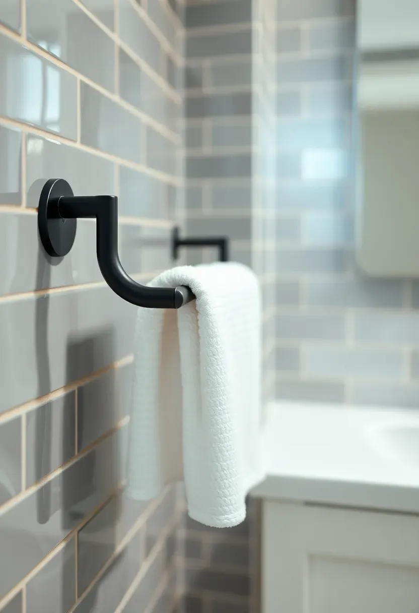 Tiled recessed wall niche inside a modern shower holding shampoo bottles, flush with gray tile walls for a clean look