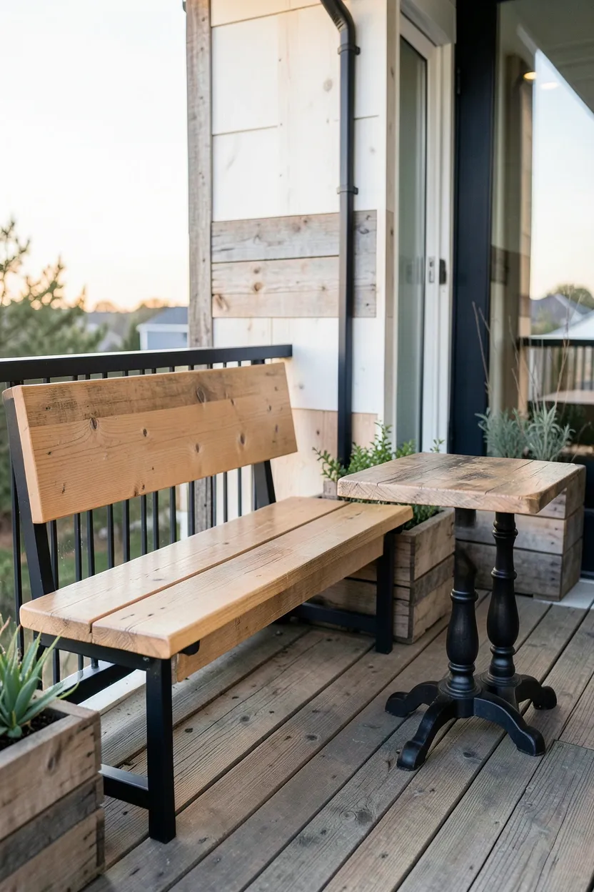 Modern Farmhouse Balcony with Rustic Touches