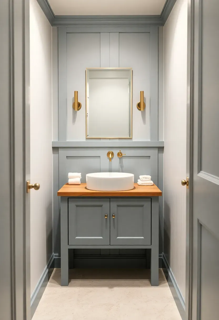 Dusty blue with warm oak