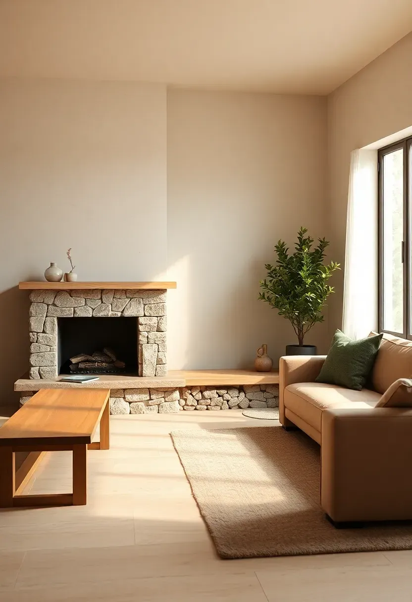 Stone-and-Wood Hearth as the Anchor