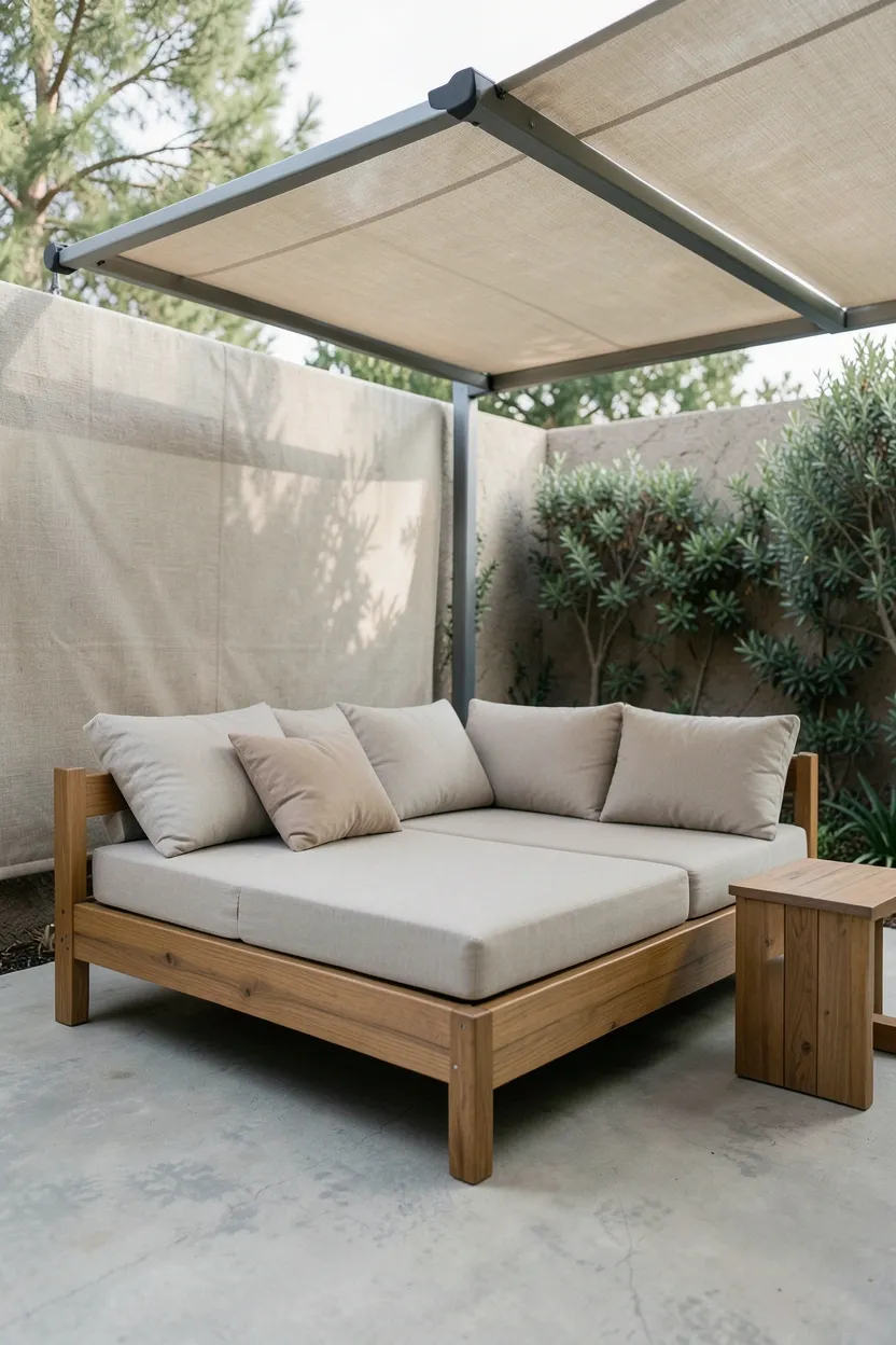 Daybed Lounge with Retractable Awning
