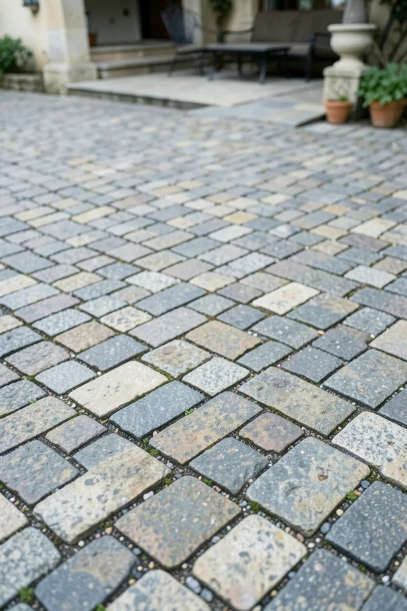 Cobblestone-Style Paver Driveway Extension