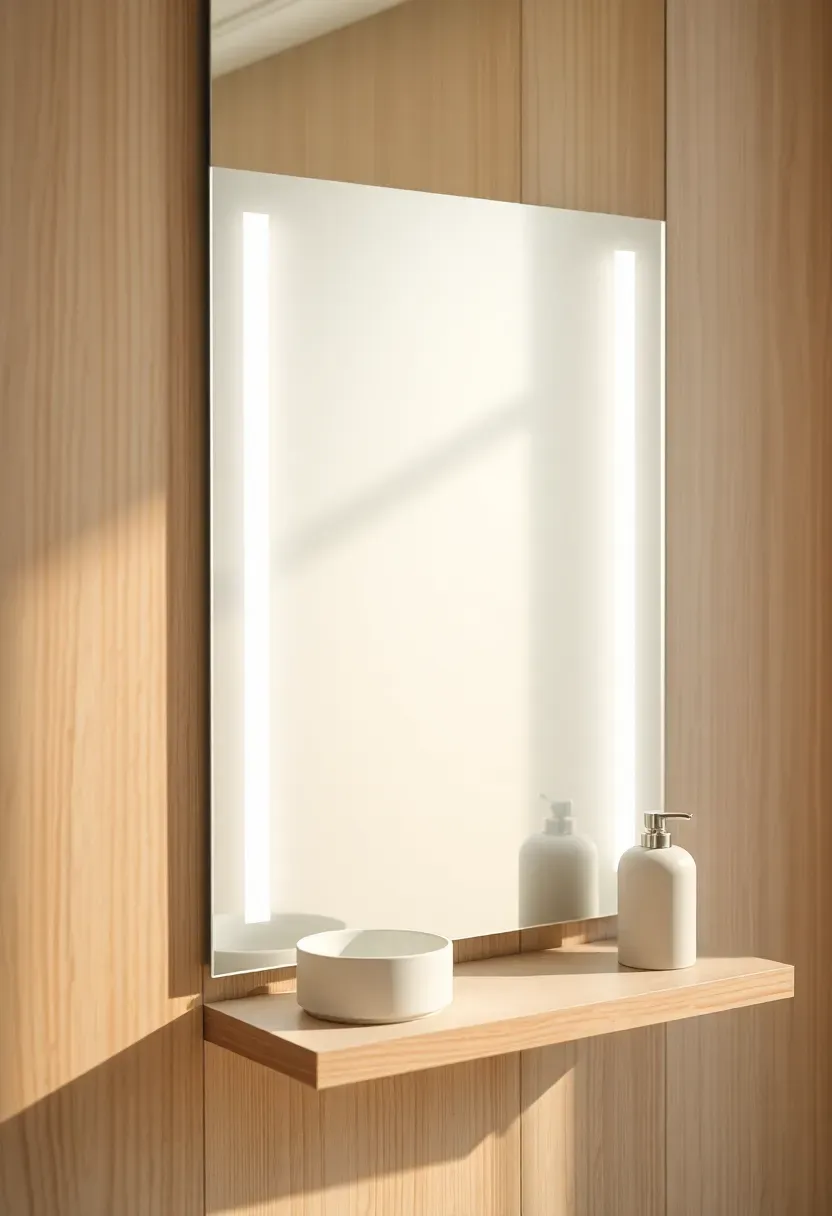 LED backlit mirror plus thin shelf
