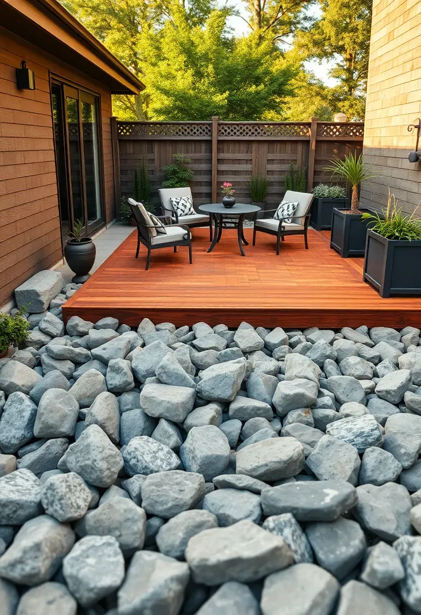 Covered patio with ceiling fan and curtains
