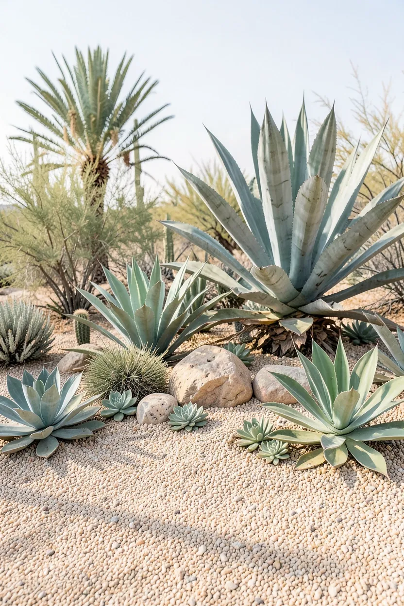 Desert-Inspired Gravel Patio with Succulents