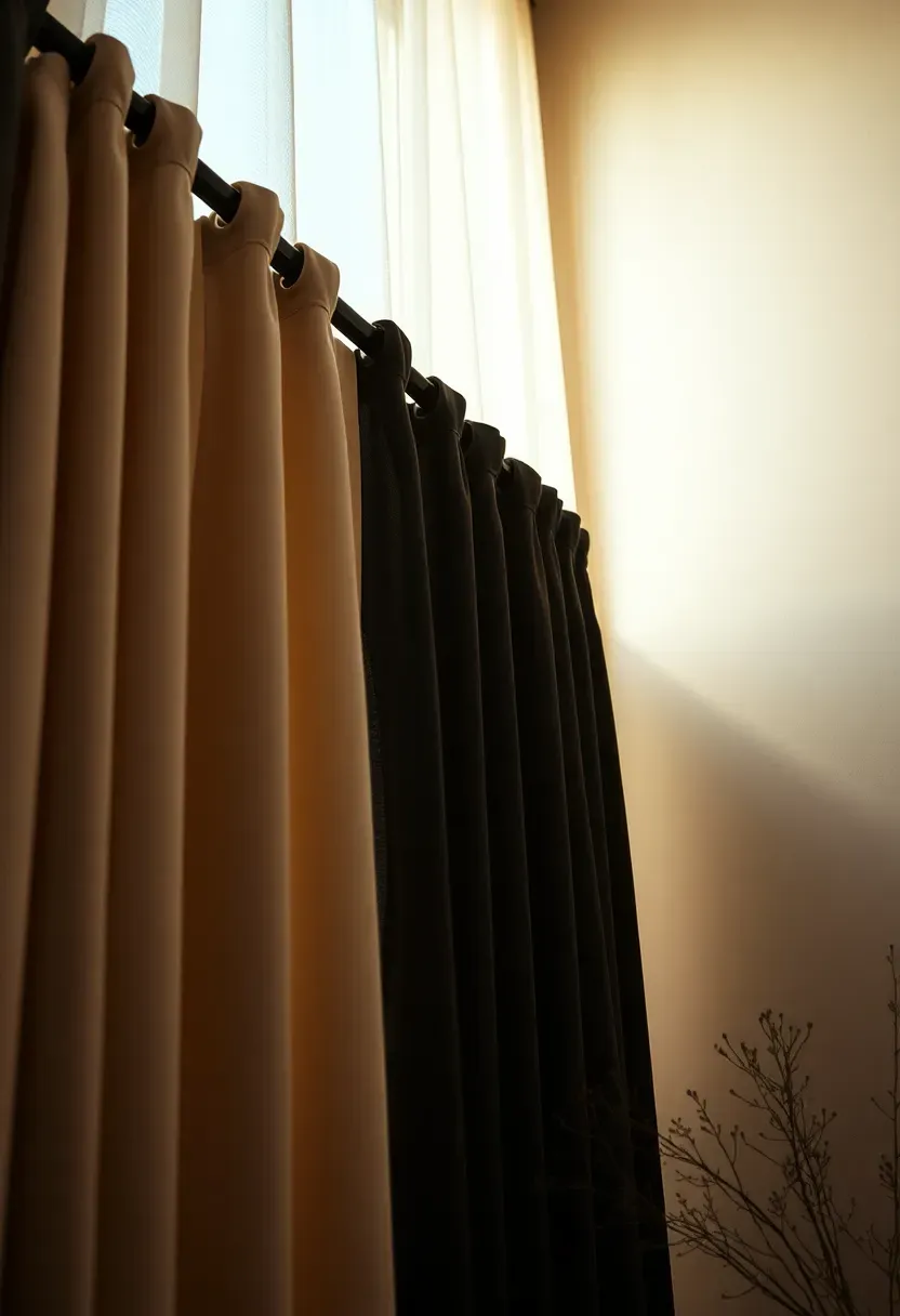 Blackout curtains layered with sheers