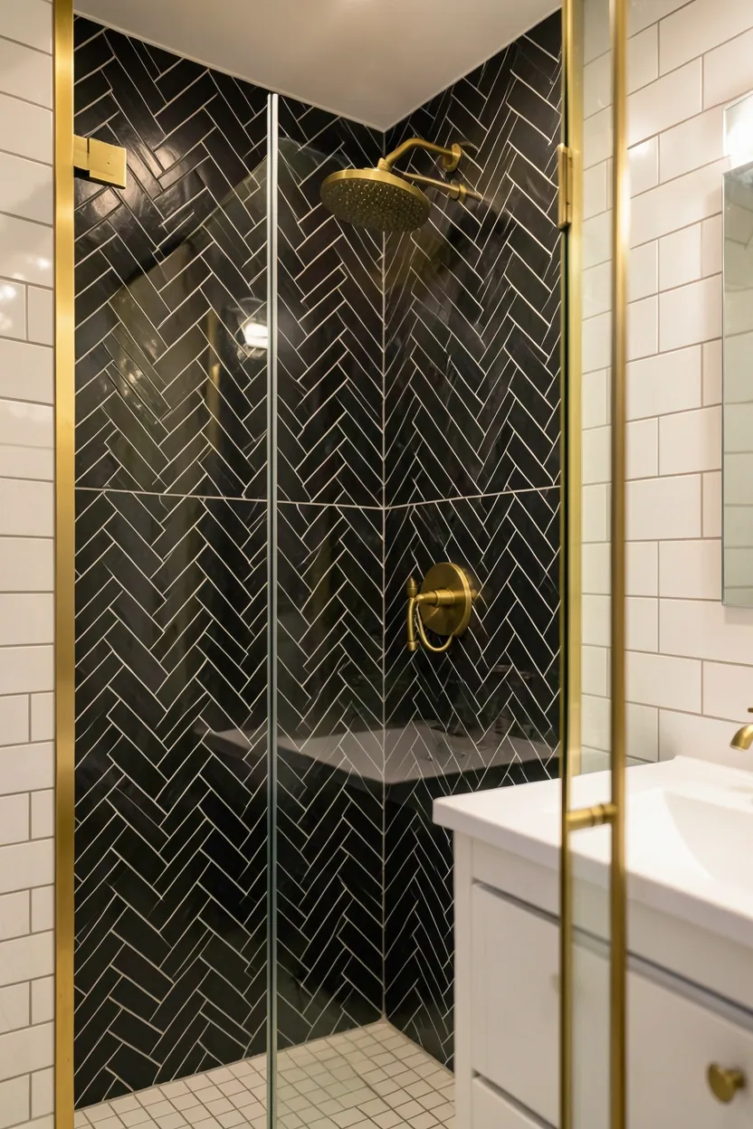 Black Herringbone Pattern