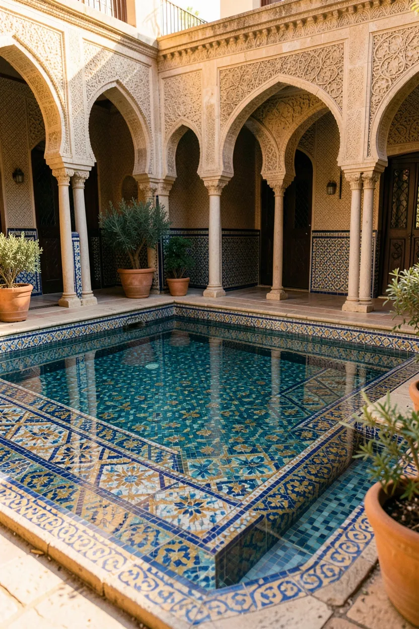 Moorish Inspired Pool with Tile Work