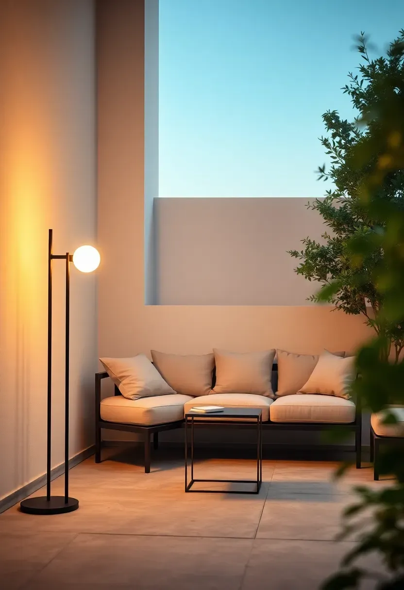 Lounge corner halo with floor lamps