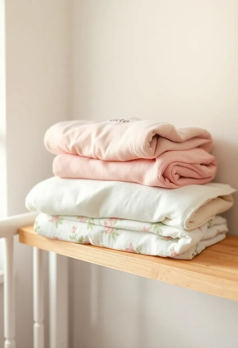 personalised muslin swaddle blanket set in soft pink tones for baby girl