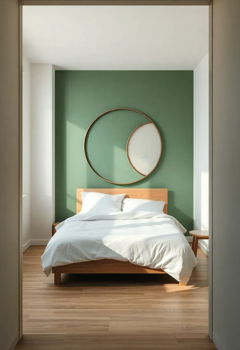 Defined focal point wall in a room with a bed against it and minimal surrounding decor