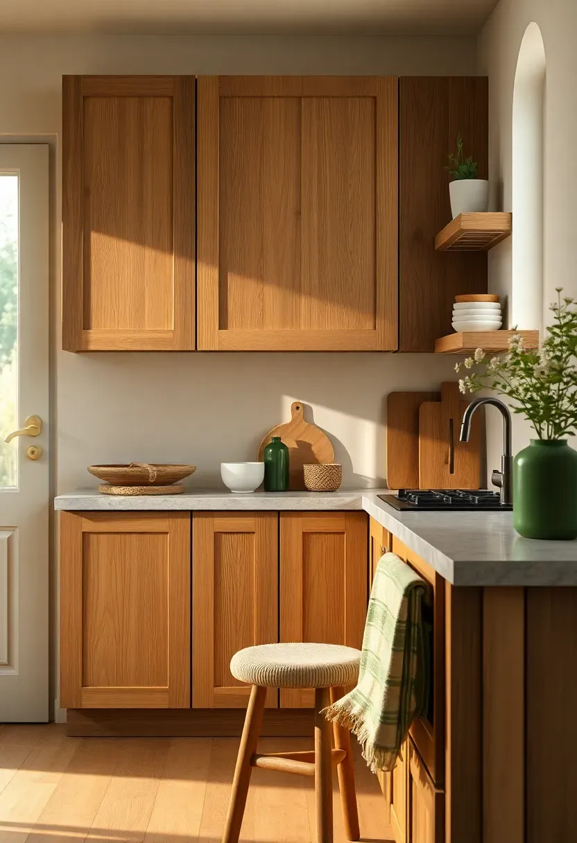 Wood and olive green accents