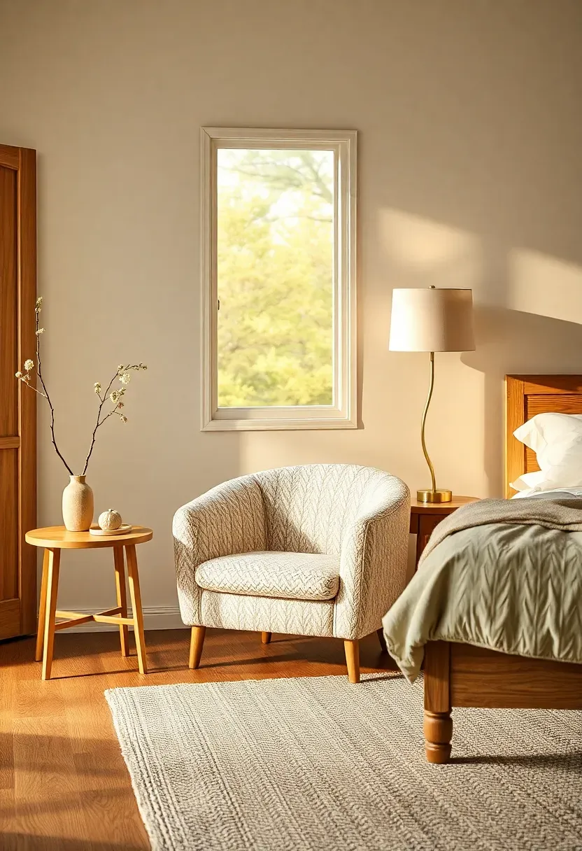 Cream boucle reading corner