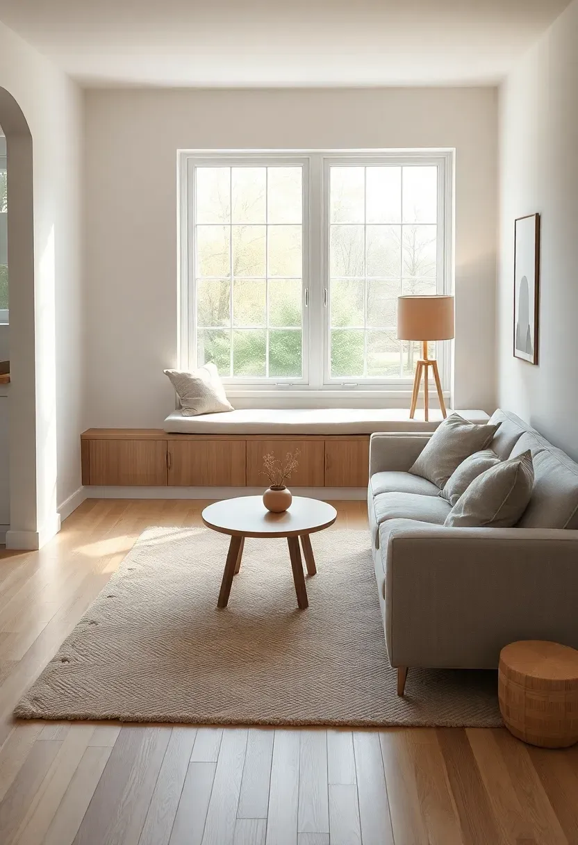 Window-to-wall bench with a soft rug zone