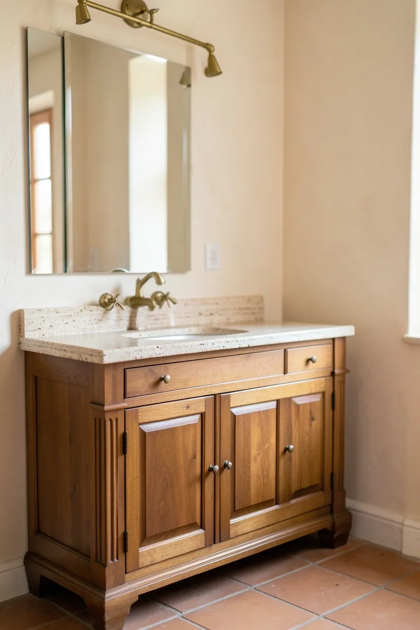Mediterranean Vanity with Stone Top