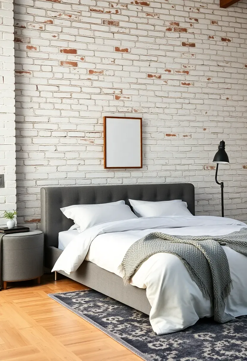 White Brick Wall with Grey Furniture